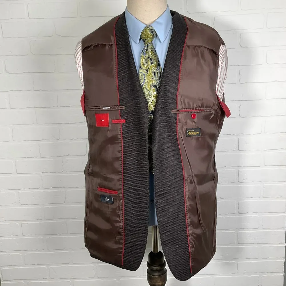 Ticknors TailoRed Blazer Men 43‎ Gray Textured Cashmere Reda Wool Italian VTG
